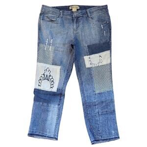 Democracy Womems Sixe 8 Blue Patchwork Ankle Cropped Jeans